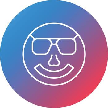Smiling Face with Sunglasses Line Gradient Circle Background Icon vector