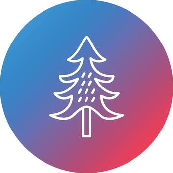 icono de fondo de círculo de gradiente de línea de árbol de hoja perenne vector