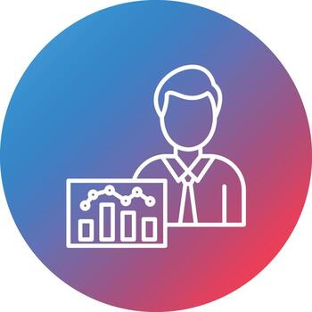 Data Analyst Line Gradient Circle Background Icon vector