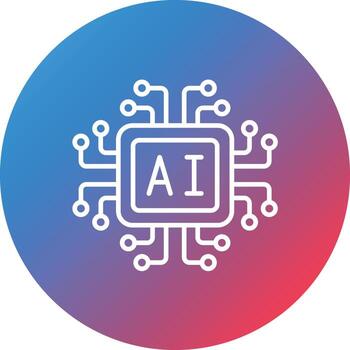 Artificial Intelligence Line Gradient Circle Background Icon vector