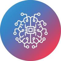 Brain Circuit Line Gradient Circle Background Icon vector
