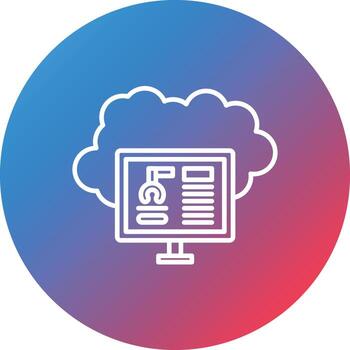 icono de fondo de círculo degradado de línea de computación en la nube vector