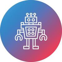 icono de fondo de círculo de degradado de línea de robot humanoide vector