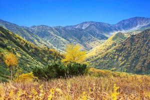 Autumn in the mountains. Beautiful autumn view of Kamchatka Peninsula photo