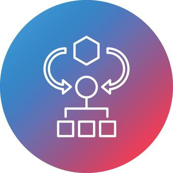 icono de fondo de círculo de degradado de línea de algoritmo vector