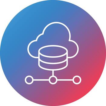 icono de fondo de círculo degradado de línea de base de datos en la nube vector