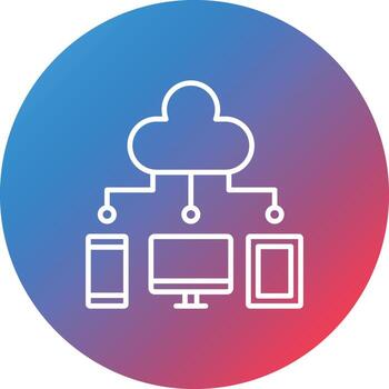 icono de fondo de círculo degradado de línea de computación en la nube vector