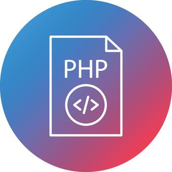 icono de fondo de círculo degradado de línea de archivo php vector