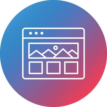 icono de fondo de círculo degradado de línea de página de destino vector