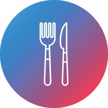 Knife and Fork Line Gradient Circle Background Icon vector