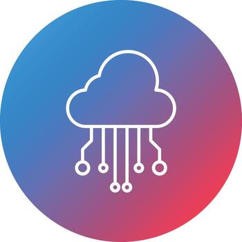 icono de fondo de círculo degradado de línea de computación en la nube vector