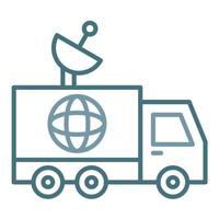 Satellite Truck Line Two Color Icon vector