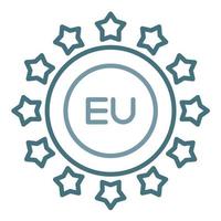 icono de dos colores de la línea de la UE vector