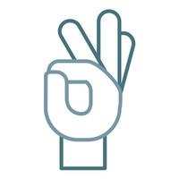 Okay Hand Sign Line Two Color Icon vector