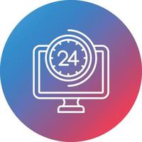 24 7 Monitoring Line Gradient Circle Background Icon vector