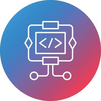 icono de fondo de círculo de degradado de línea de algoritmo vector