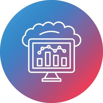 icono de fondo de círculo degradado de línea de computación en la nube vector