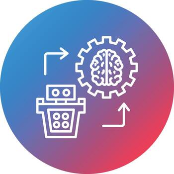 icono de fondo de círculo degradado de línea de aprendizaje automático vector
