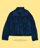 chaqueta vaquera de dibujos animados estilo garabato, elegante vector