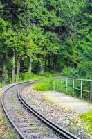 Train tracks through the forest to Brocken mountain Harz Germany. photo