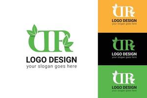 dr letras eco logo con hoja. tipo de letra vectorial para afiches de la naturaleza, emblema ecológico, identidad vegana, tarjetas de hierbas y botánicas, etc. logotipo de letras dr ecología con hoja. vector