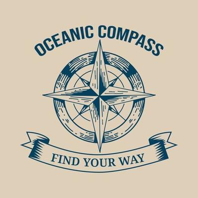 Old Vintage Compass with engraving style