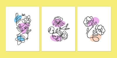 Botanical wall art set 1 vector