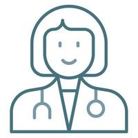 doctor en medicina línea femenina icono de dos colores vector