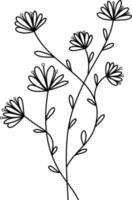 Flower doodle hand drawn vector element in black line vector