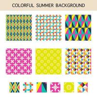 set of simple abstract geometric shapes patterns seamless in warm colors tone for hot summer background vector