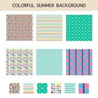 set of simple abstract geometric shapes patterns seamless in warm colors tone for hot summer background vector