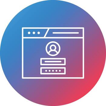 icono de fondo del círculo degradado de la línea de inicio de sesión del navegador vector