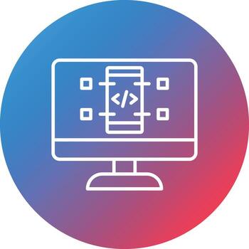 icono de fondo de círculo degradado de línea de desarrollo de software vector