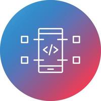 Mobile Coding Line Gradient Circle Background Icon vector
