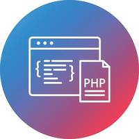 icono de fondo de círculo degradado de línea de codificación php vector