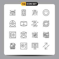 Outline Pack of 16 Universal Symbols of camera ui sauna power off Editable Vector Design Elements