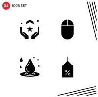 4 Solid Glyph concept for Websites Mobile and Apps pray liquid hand mouse water Editable Vector Design Elements