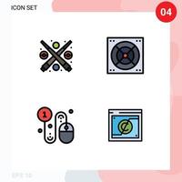 conjunto de 4 iconos de interfaz de usuario modernos símbolos signos para billar clic jugar baño pago por clic elementos de diseño vectorial editables vector