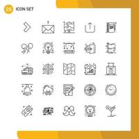 Group of 25 Lines Signs and Symbols for note copy seo business upload Editable Vector Design Elements