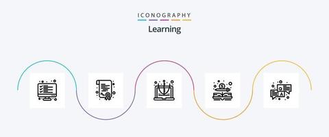 paquete de iconos de la línea 5 de aprendizaje que incluye qa. dinero. calcular. dólar. libro vector