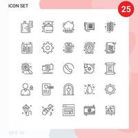 grupo de 25 líneas de signos y símbolos para los elementos de diseño de vectores editables de números de café de llamadas chinas