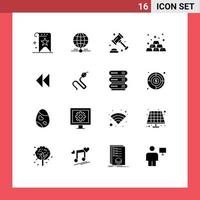 Pictogram Set of 16 Simple Solid Glyphs of investment gold data bar security Editable Vector Design Elements