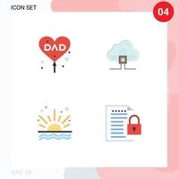 Universal Icon Symbols Group of 4 Modern Flat Icons of balloon ocean fathers day data sunrise Editable Vector Design Elements