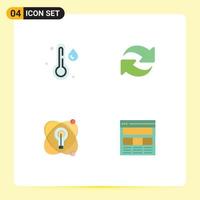 Flat Icon Pack of 4 Universal Symbols of rain nuclear refresh repeat website Editable Vector Design Elements