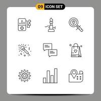 9 Thematic Vector Outlines and Editable Symbols of communication night map studio microphone Editable Vector Design Elements