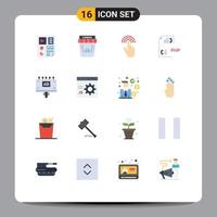 Flat Color Pack of 16 Universal Symbols of document develop theater coding interface Editable Pack of Creative Vector Design Elements