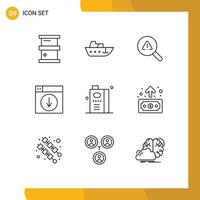 9 Thematic Vector Outlines and Editable Symbols of and down find download web Editable Vector Design Elements