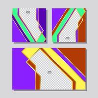 Set of business templates. Purple, red, yellow and green background color with stripe line shape. Suitable for social media post and web internet ads. Vector illustration.