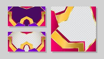 Set of banners for gaming with red and yellow colour shapes background illustration eps10. vector