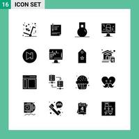 User Interface Pack of 16 Basic Solid Glyphs of screen dmca protection paper weight gym Editable Vector Design Elements